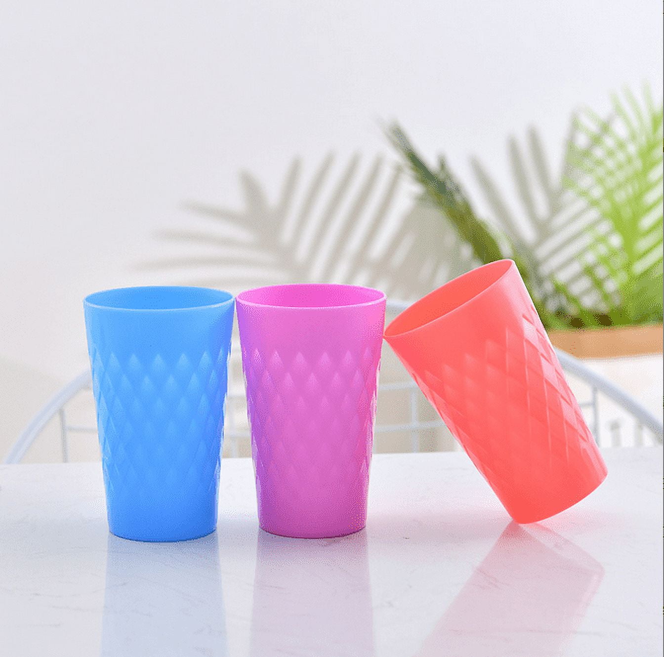Tumblers Reusable Drinking Cups, Set of 12 Unbreakable BPA Free Dishwasher Safe for Kids Adults Home Party Cups Indoor Outdoor Use, 4 Assorted Colors