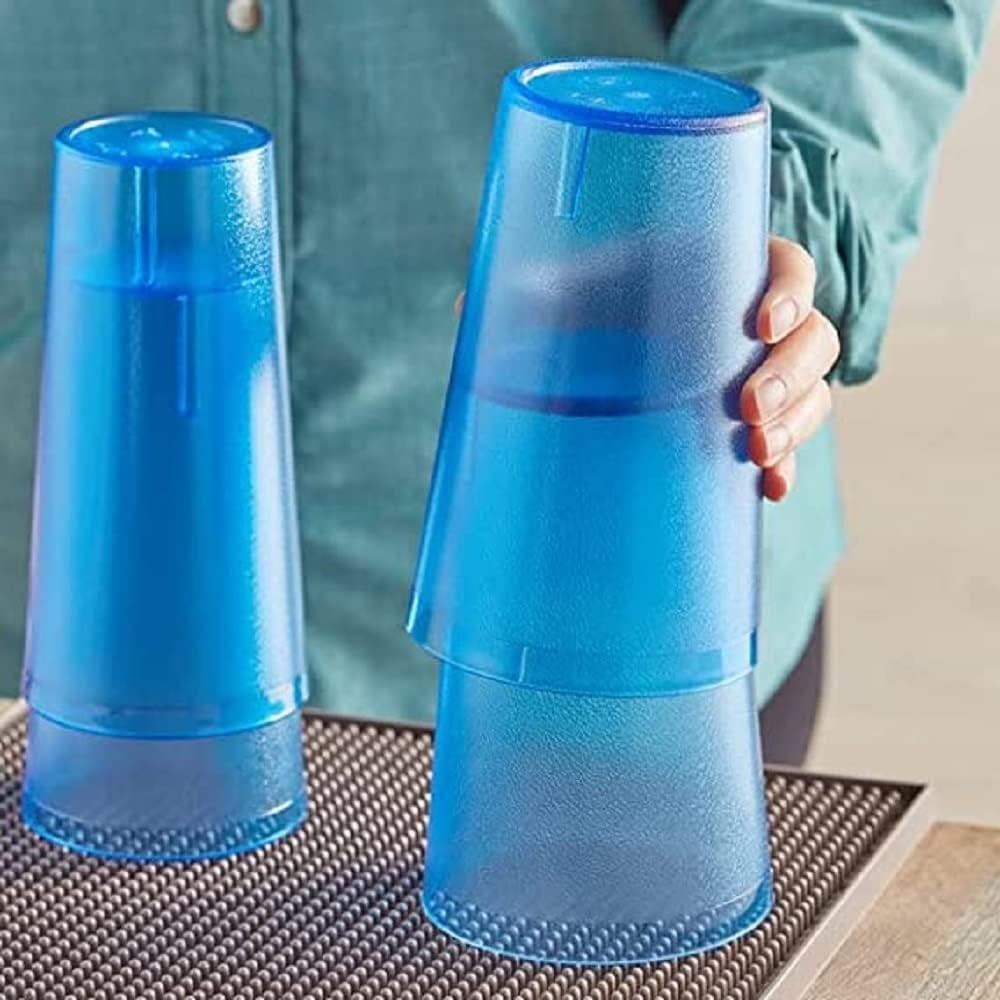 TrueCraftware-Set of 12 Tall Pebbled Tumbler/Drinking Cups 32-Ounce Blue Color- Reusable Premium Water Iced Tea Glasses Stackable Dishwasher Safe Break-Resistant for Home and Restaurants