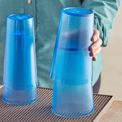 TrueCraftware-Set of 12 Tall Pebbled Tumbler/Drinking Cups 32-Ounce Blue Color- Reusable Premium Water Iced Tea Glasses Stackable Dishwasher Safe Break-Resistant for Home and Restaurants