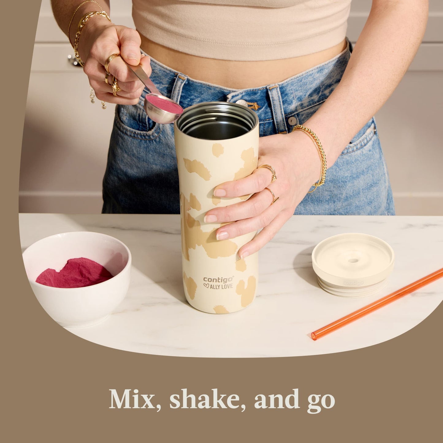Contigo Streeterville 2.0 Insulated Stainless Steel Tumbler with Straw, 24oz, Oatmilk