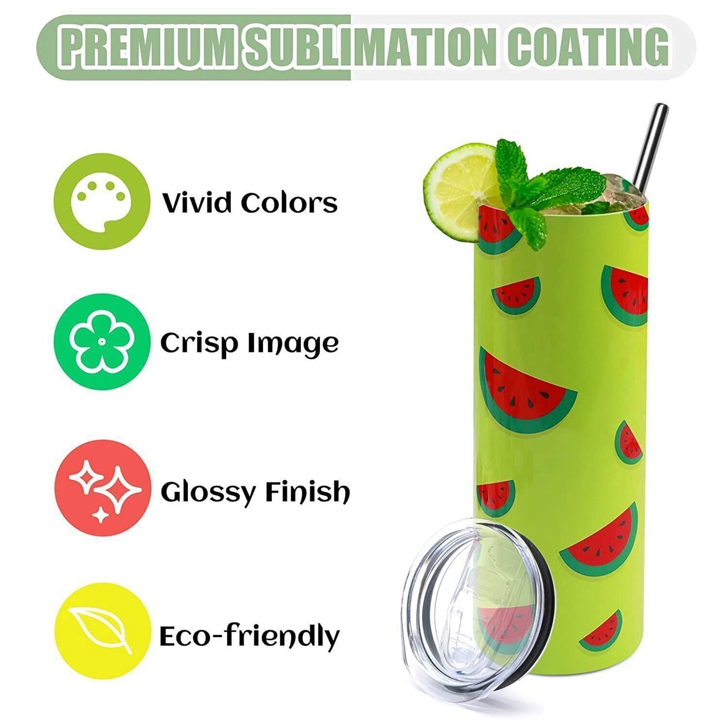 HTVRONT 8 Pack Sublimation Tumblers - Sublimation Blanks Tumbler 20 OZ Skinny - Stainless Steel Sublimation Tumblers with Box, Paper and Straw