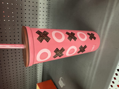 Valentine's Day 22 oz Plastic Hershey's Bar Insulated Tumbler with Straw, XO Design
