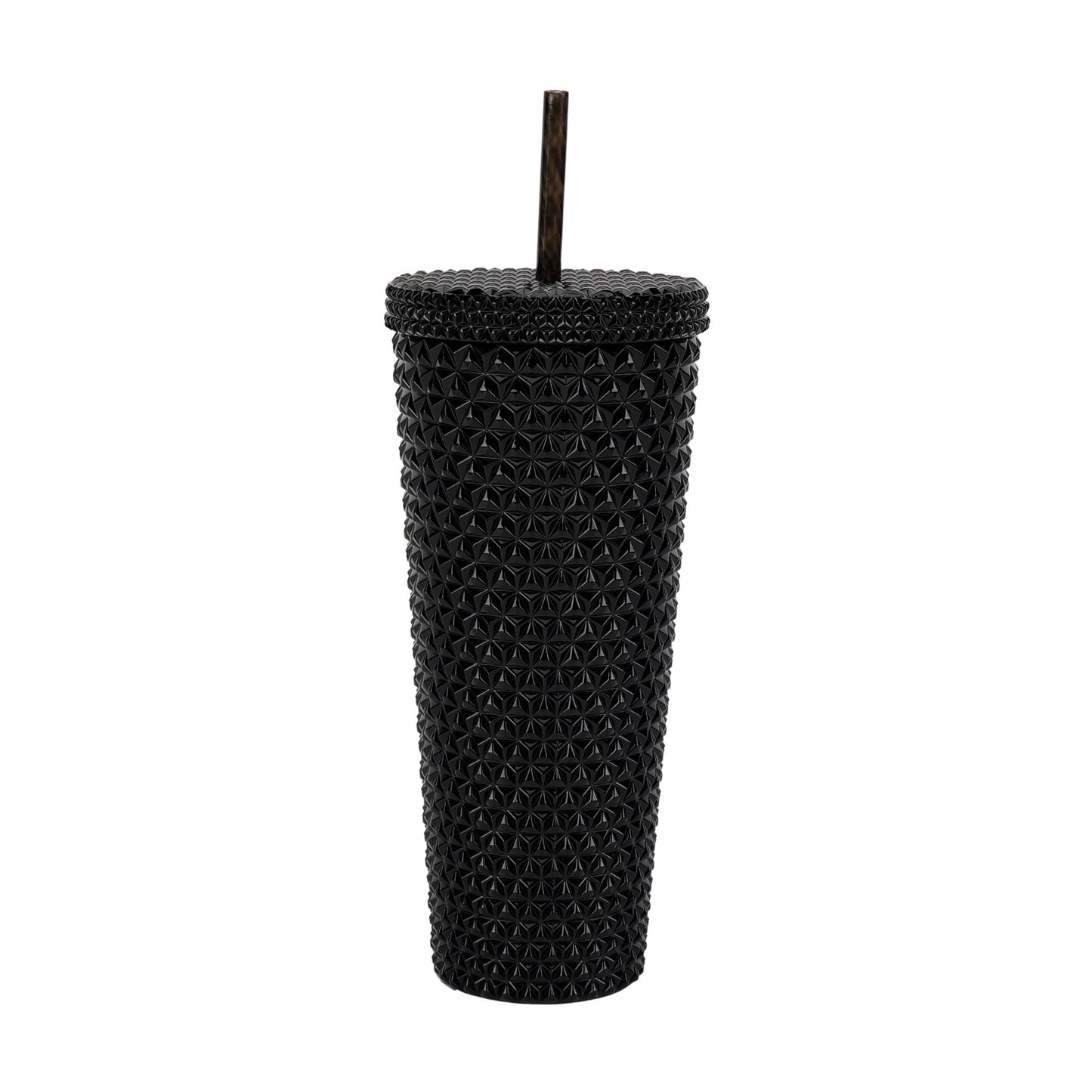 (4 pack) Mainstays 26-Ounce Capacity Plastic Double Wall Insulated Iridescent Textured Tumbler with Straw, Black