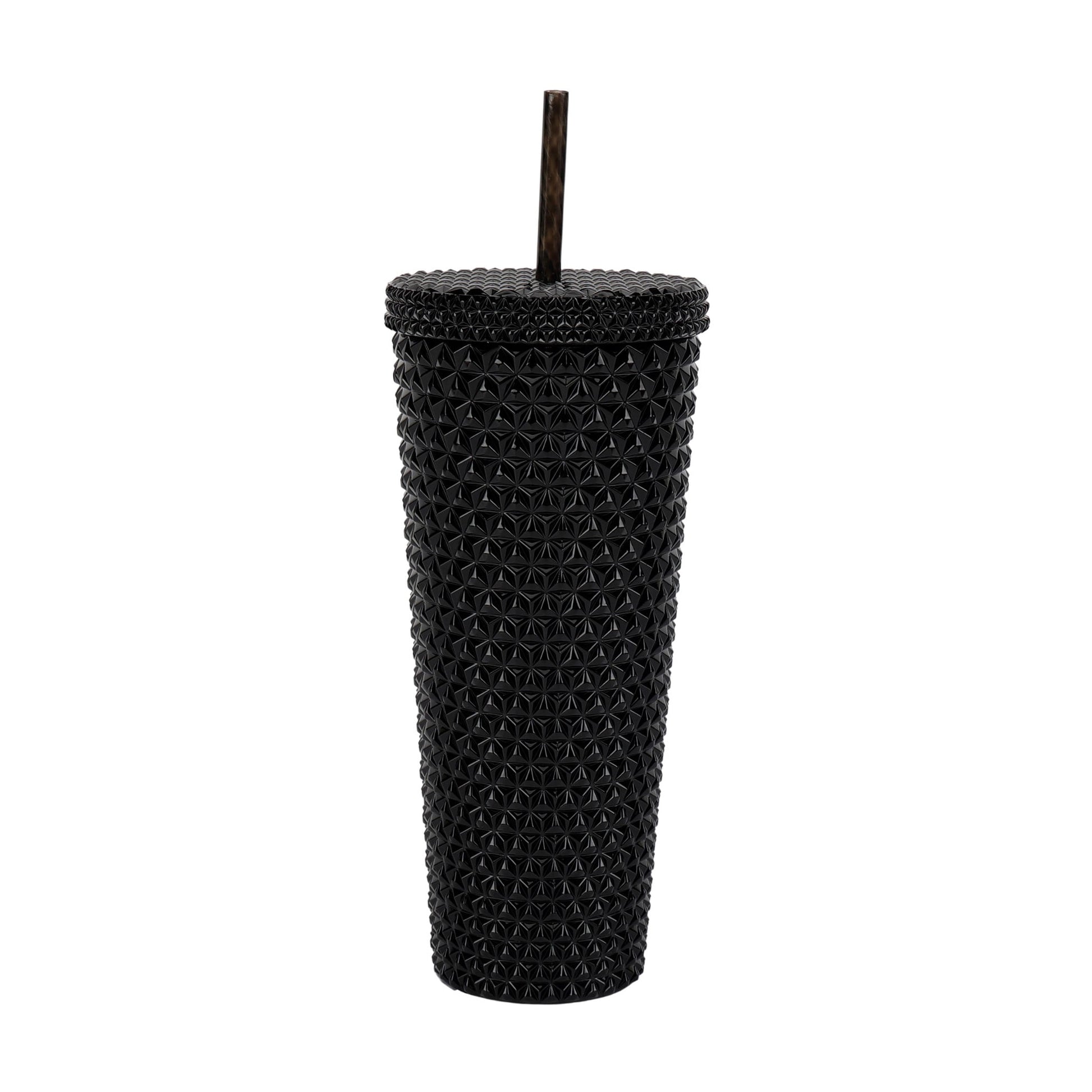 (4 pack) Mainstays 26-Ounce Capacity Plastic Double Wall Insulated Iridescent Textured Tumbler with Straw, Black