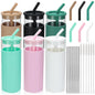 6 Pack Drinking Glasses with Silicone Lids and Glass Straw, 16 Oz  Ice Coffee Glass Cups, Smoothie Cups, Cute Tumbler Cup Great for Beer Water Outdoors(Include 6 Cleaning Brushes)