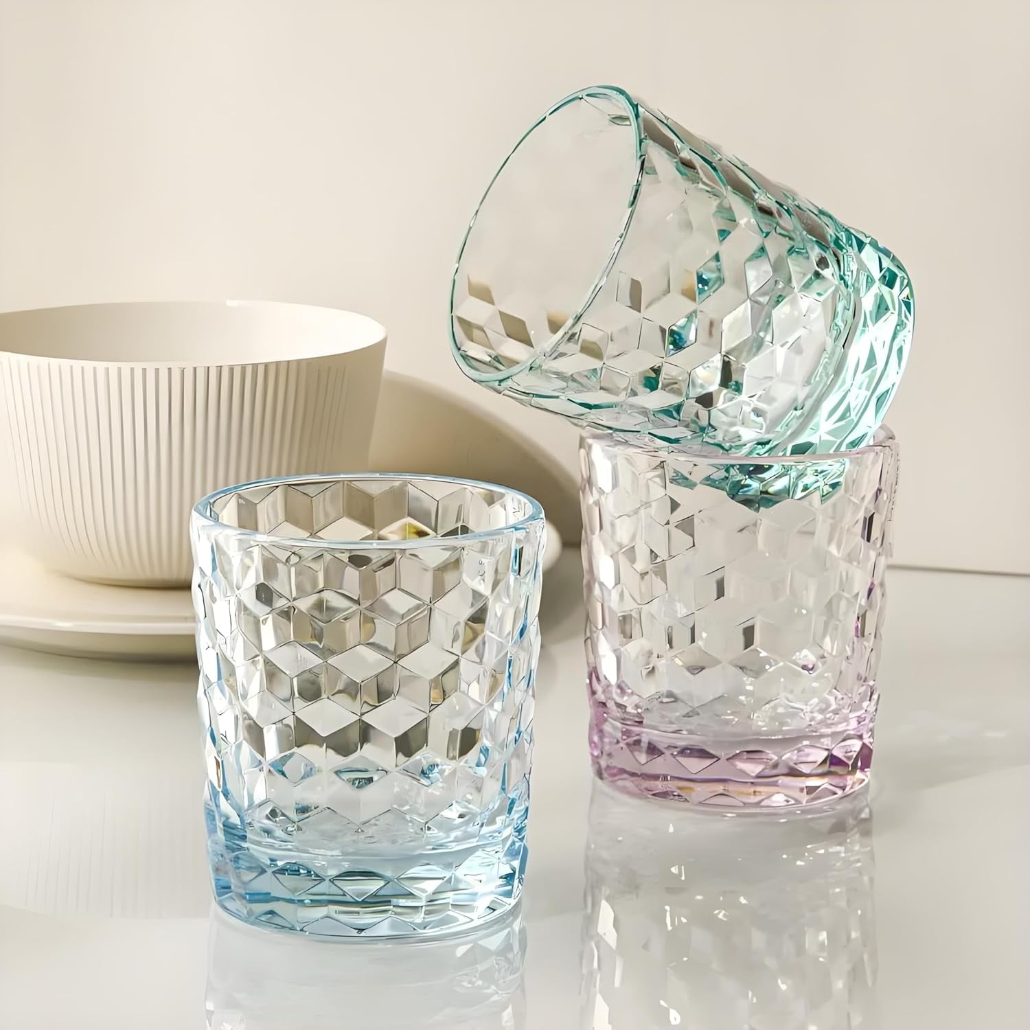 8 Oz 6-Piece Unbreakable Drinking Glasses Tritan Plastic Tumblers Dishwasher Safe BPA Free Small Acrylic Juice Glasses for Kids Plastic Water Glasses (8 Oz 6 Pieces Light Blue)