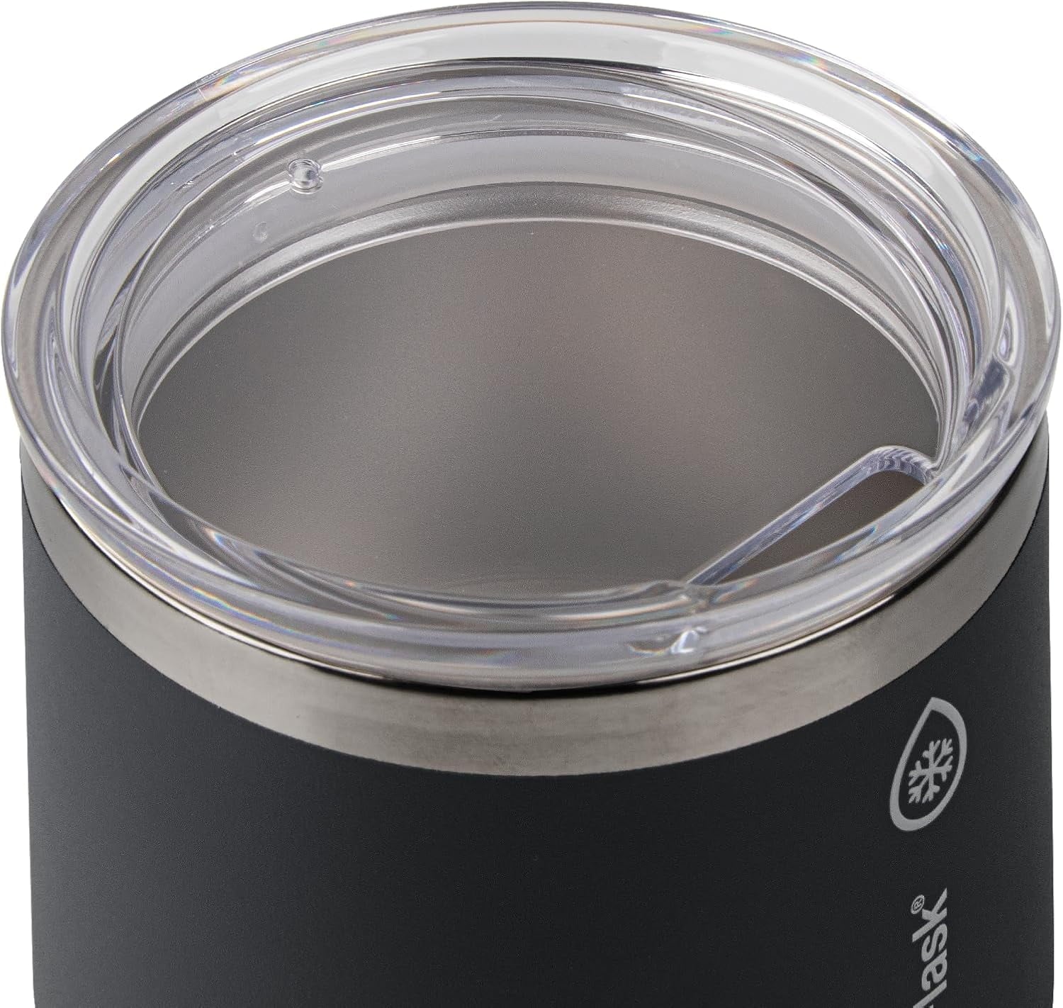 ThermoFlask Drinkware Collection - 12 oz Insulated Wine Tumbler with Leakproof Push N Sip Lid, Jet Black