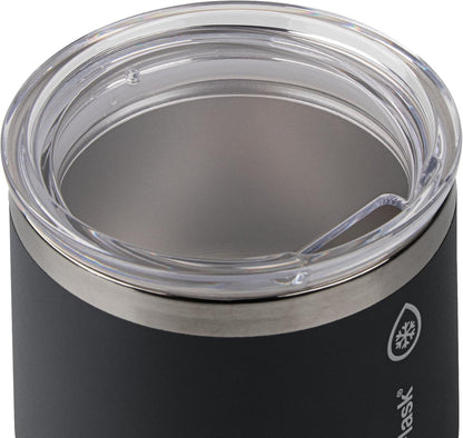 ThermoFlask Drinkware Collection - 12 oz Insulated Wine Tumbler with Leakproof Push N Sip Lid, Jet Black