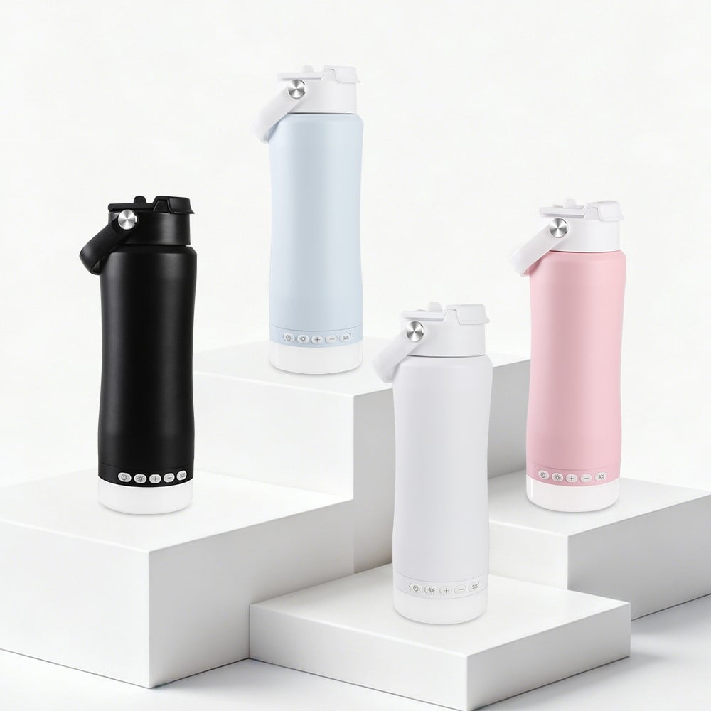 MYONAZ Insulated Water Bottle with Lantern, 18oz Stainless Steel Tumbler with Detachable Camping Light for Night Activities(Pink)