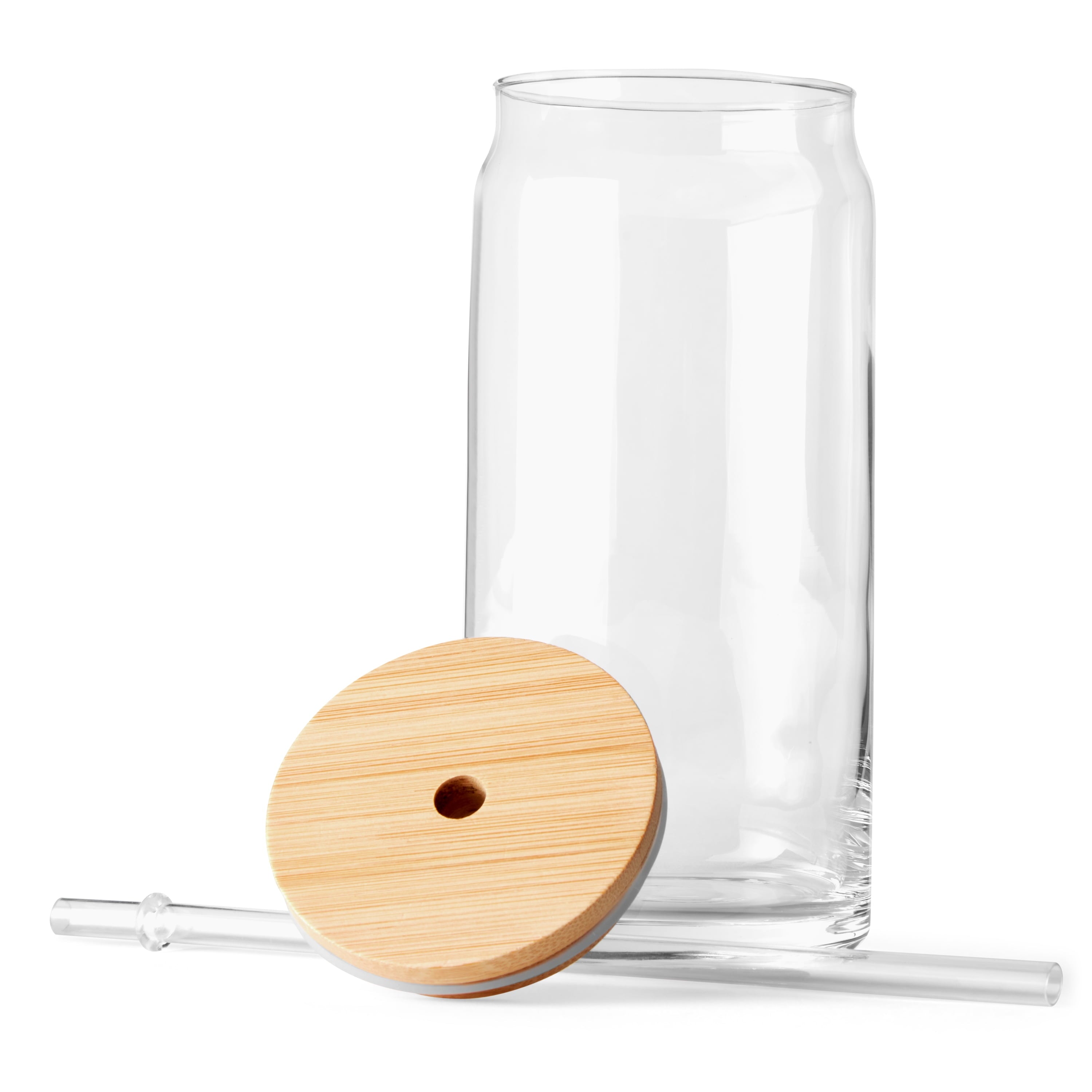 (3 pack) Mainstays Briar Can Glass Drinkware with Lids & Straws, Set of 4