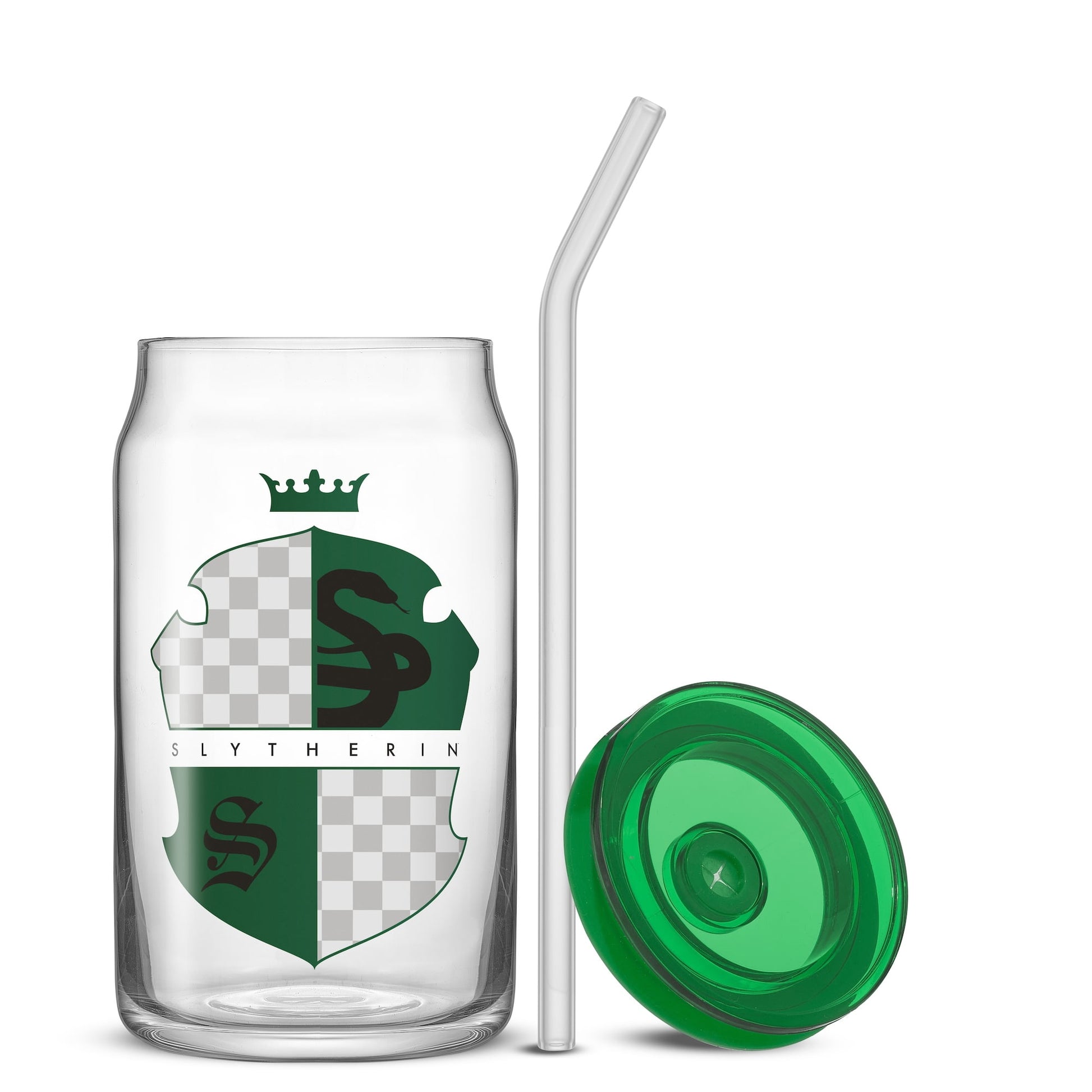 Harry Potter House Crests Tumbler Glasses with Lids, 16-Ounce, Set of 4
