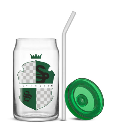 Harry Potter House Crests Tumbler Glasses with Lids, 16-Ounce, Set of 4