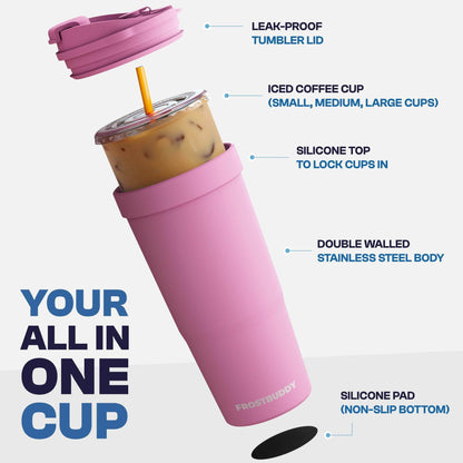 Frostbuddy | To Go Buddy - 30 oz Stainless Steel Vacuum Insulated Tumbler Cup - thermal cups for hot and cold drinks - stainless steel Tumbler Dunkin Cup (Black)