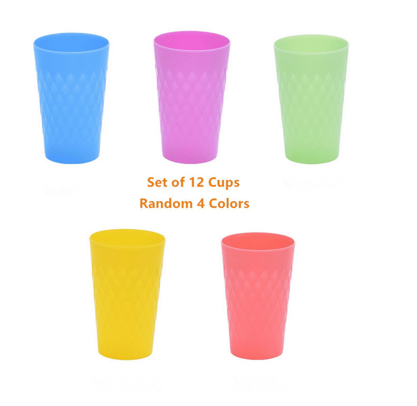 Tumblers Reusable Drinking Cups, Set of 12 Unbreakable BPA Free Dishwasher Safe for Kids Adults Home Party Cups Indoor Outdoor Use, 4 Assorted Colors