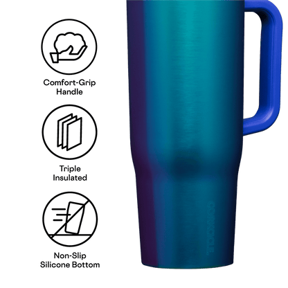 Corkcicle Cruiser Insulated Tumbler with Handle and Straw, Dragonfly, 40 oz – Reusable Water Bottle Keeps Beverages Cold for 20 Hours, Hot for 9 Hours – Cupholder Friendly, Spill Proof Tumbler