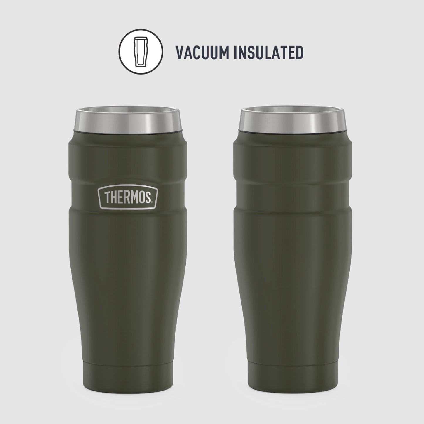Thermos Stainless King Vacuum Insulated Stainless Steel Tumbler, 16oz, Matte Army Green