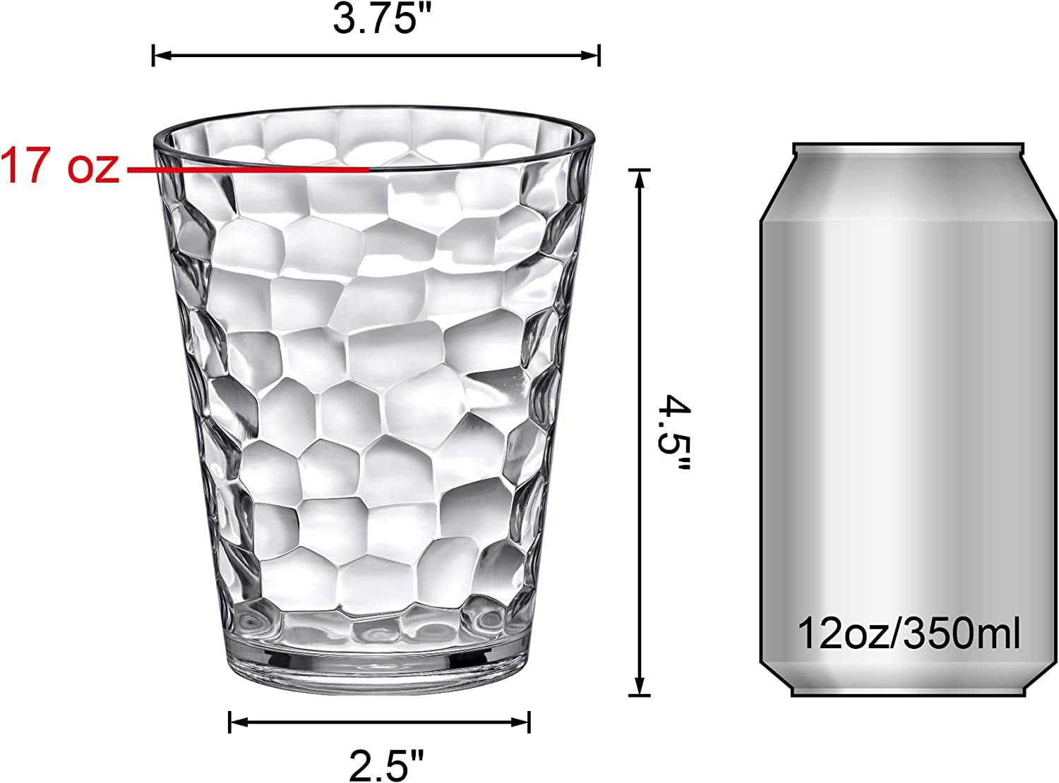 Amazing Abby - Iceberg - 16-Ounce Plastic Tumblers (Set of 8), Plastic Drinking Glasses, All-Clear Reusable Plastic Cups, Stackable, BPA-Free, Shatter-Proof, Dishwasher-Safe