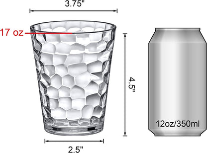 Amazing Abby - Iceberg - 16-Ounce Plastic Tumblers (Set of 8), Plastic Drinking Glasses, All-Clear Reusable Plastic Cups, Stackable, BPA-Free, Shatter-Proof, Dishwasher-Safe