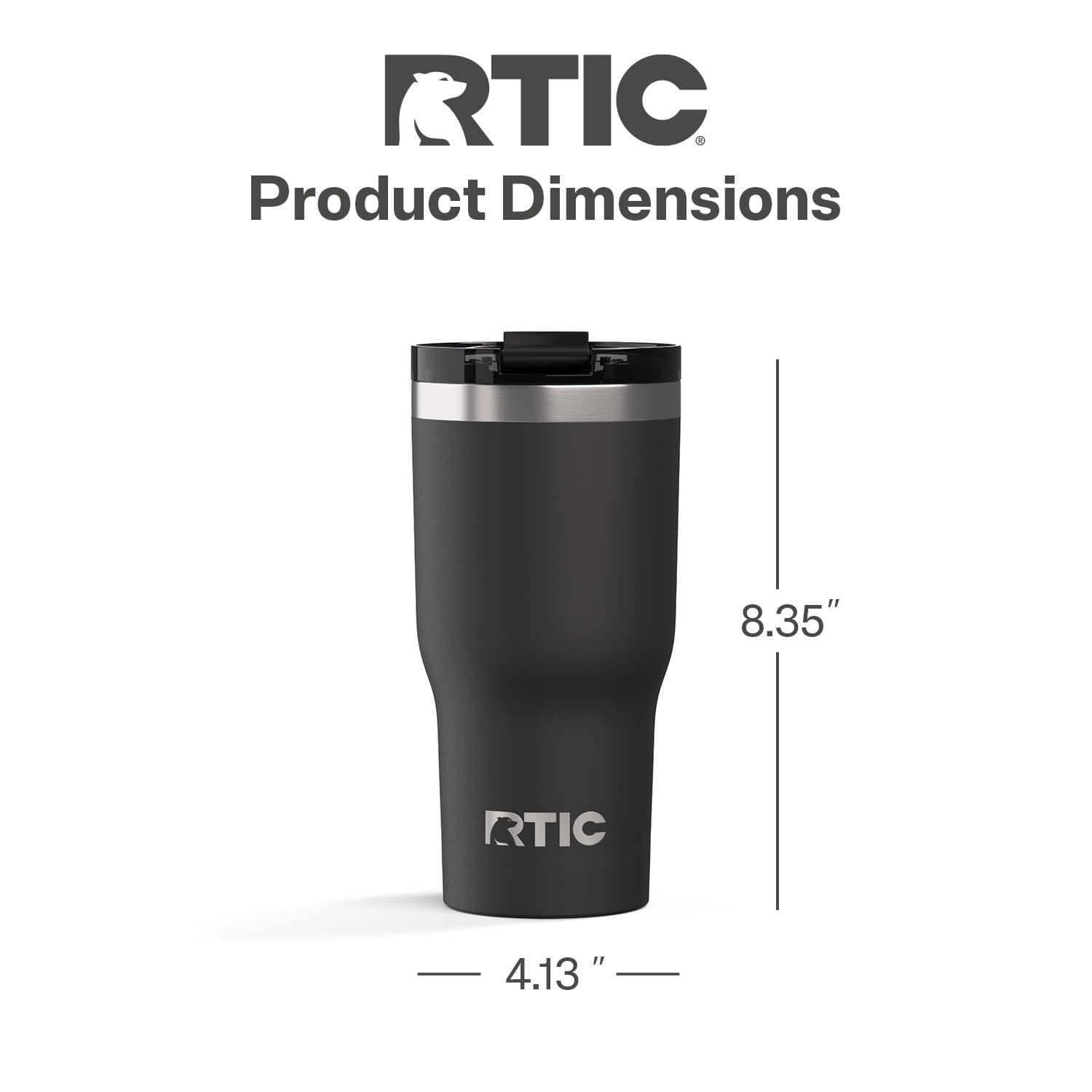RTIC 30 oz Ceramic Lined Insulated Essential Tumbler, Leak-Resistant Lid, Black