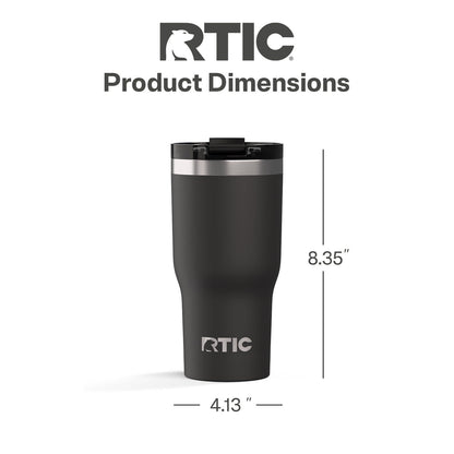 RTIC 30 oz Ceramic Lined Insulated Essential Tumbler, Leak-Resistant Lid, Black