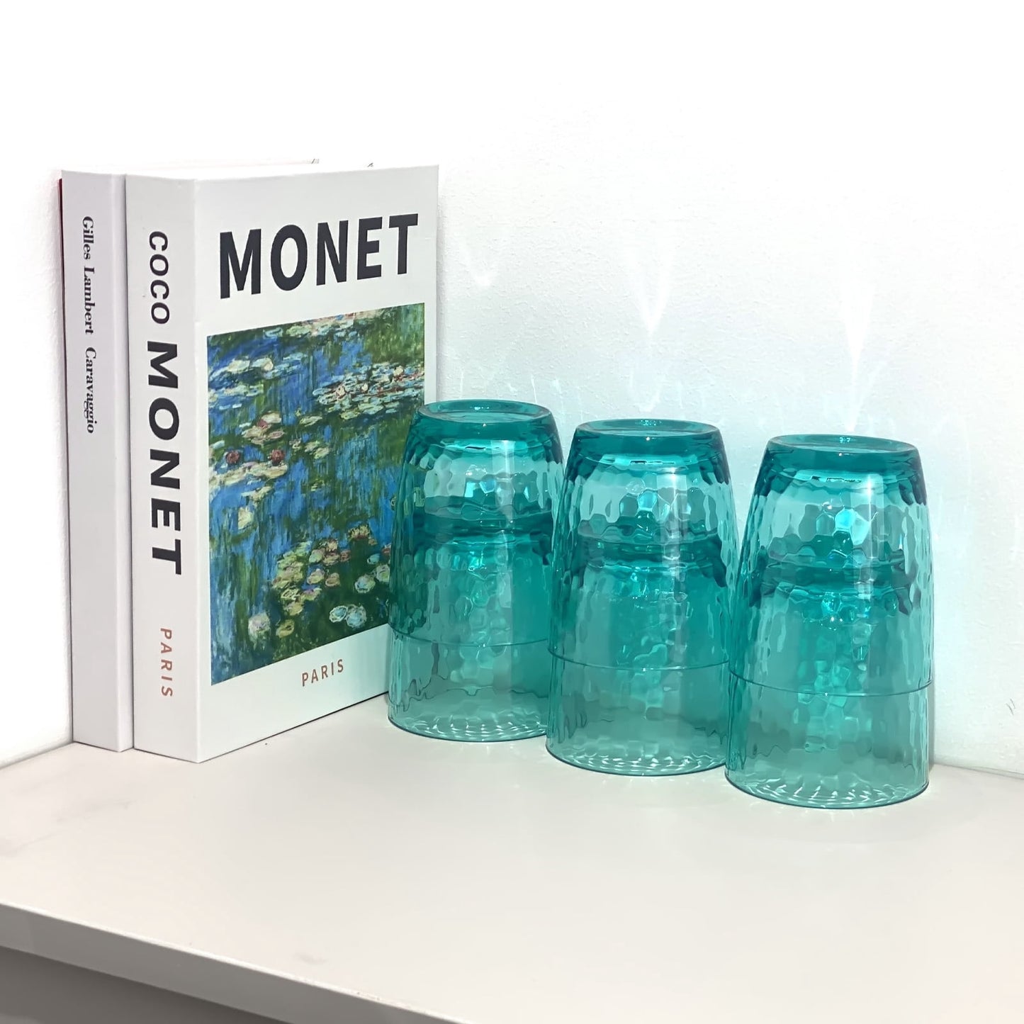 Set of 6 Hammered Style 15-ounce/430ml Acrylic Glasses Plastic Tumbler,BPA Free,Dishwasher Safe (Teal)