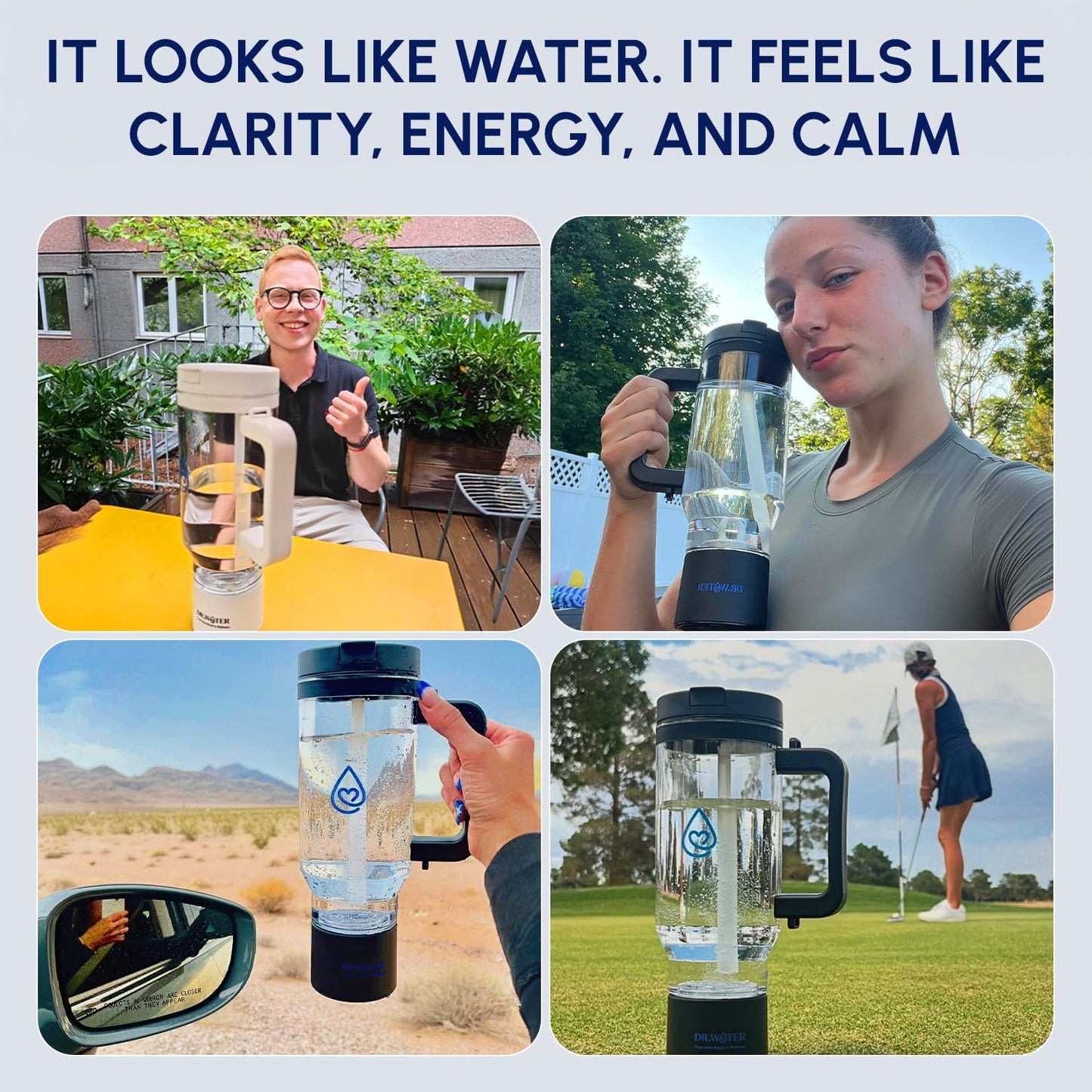 Dr.Water Hydrogen Water Tumbler | 3X More Hydrogen Concentration | 32oz Hydrogen Water Generator | Hydro Tumbler 3PPM Black