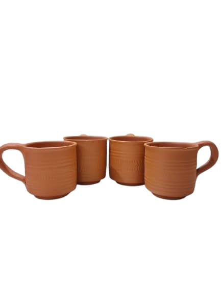PrakRtyA: Clay Cups for Women & Men – Handcrafted Natural Terracotta Tumblers for Tea, Coffee & Water – Eco-Friendly Mitti Earthenware Mugs (60ml) (Pack of 6, Style 4)