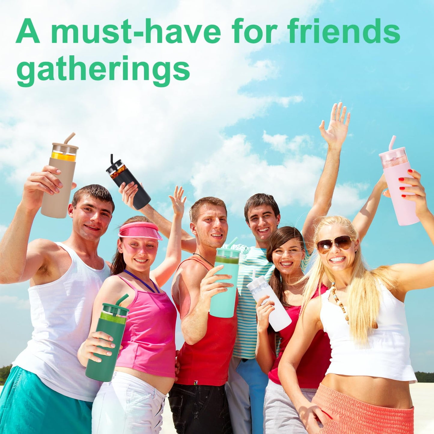 6 Pack Drinking Glasses with Silicone Lids and Glass Straw, 16 Oz  Ice Coffee Glass Cups, Smoothie Cups, Cute Tumbler Cup Great for Beer Water Outdoors(Include 6 Cleaning Brushes)