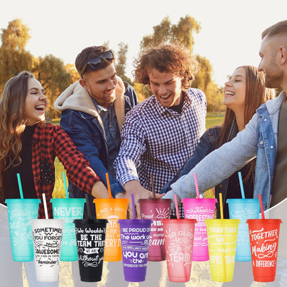 sixwipe 24 Pcs Appreciation Tumblers Gifts Bulk, 24 oz Employee Thank You Cup with Lids and Straws, Reusable Party Favor Cups for Coworker Team Staff Teacher Employee Volunteer Gift