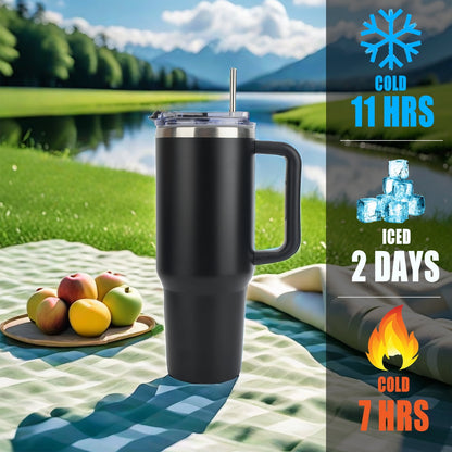 AYAOQIANG 40 oz Tumbler with Handle and Straw Lid Insulated Tumblers Cups with Lids Straws Double Wall Vacuum Leak Proof Stainless Steel 40oz Tumbler Travel Mug Gifts for Men or Women