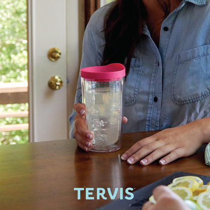 Tervis  Clear & Colorful Tabletop Made in USA Double Walled  Insulated Tumbler Travel Cup Keeps Drinks Cold & Hot, 16oz - 4pk, Citrus Sunrise
