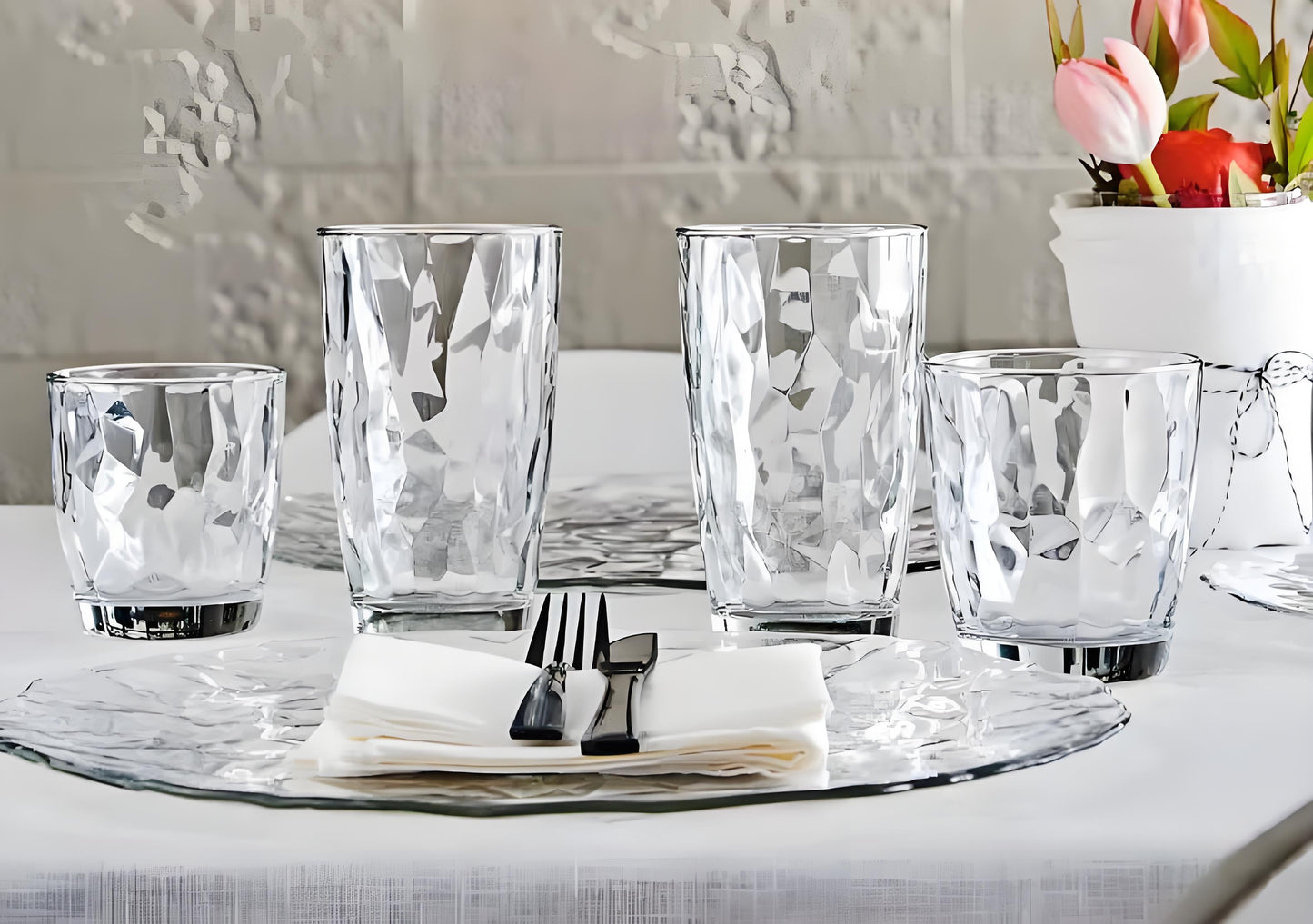 10 Oz Premium Unbreakable Drinking Glasses Dishwasher Safe BPA Free Acrylic Tumblers (Clear)