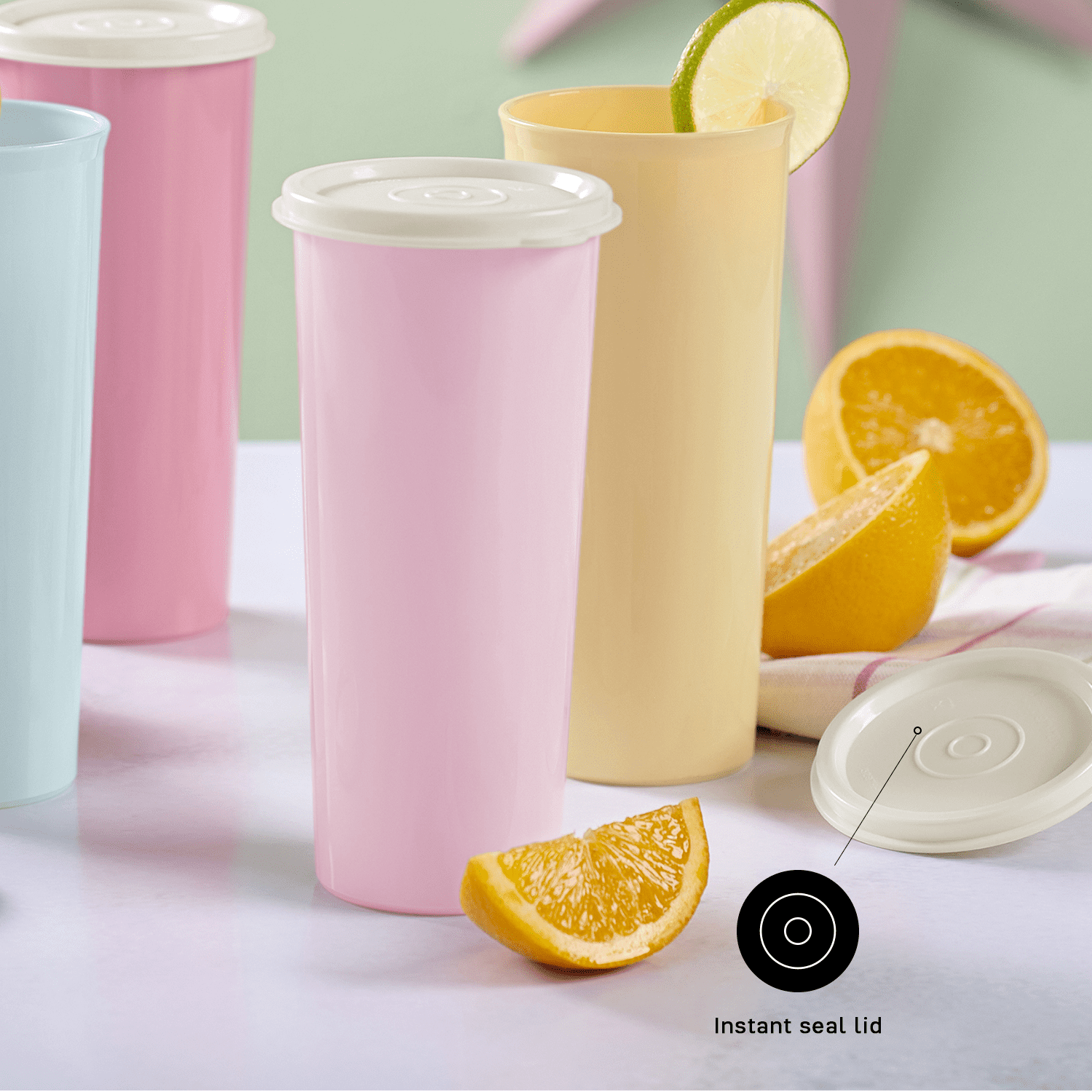 Tupperware 16 oz Plastic Tumbler Set with Lids, Assorted Colors (Set of 12)
