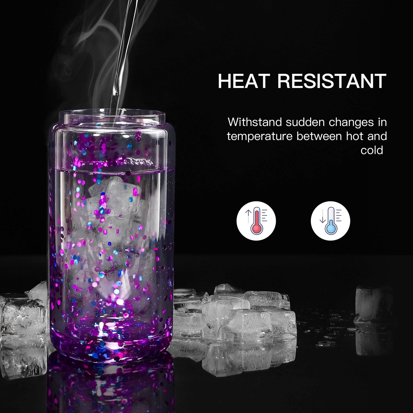 AGH 16oz Sublimation Snow Globe Glass Can Shaped Tumblers with Bamboo Lids and Straws - 25 Pack, Duble Wall Blank Beer Can Clear Glass Ice Coffee Cups with Pre Drilled Hole for Snow Globe DIY