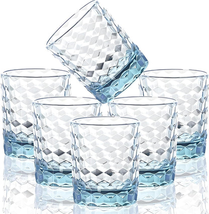 8 Oz 6-Piece Unbreakable Drinking Glasses Tritan Plastic Tumblers Dishwasher Safe BPA Free Small Acrylic Juice Glasses for Kids Plastic Water Glasses (8 Oz 6 Pieces Light Blue)