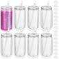 8 Pcs 16 fl oz Plastic Tumblers with Lids and Straws, Double Wall Tumbler with Pre Drilled Hole Bulk Snow Globe Cups, Reusable Mason Cup with Silicone Plugs for Cold Drinks, DIY, Parties
