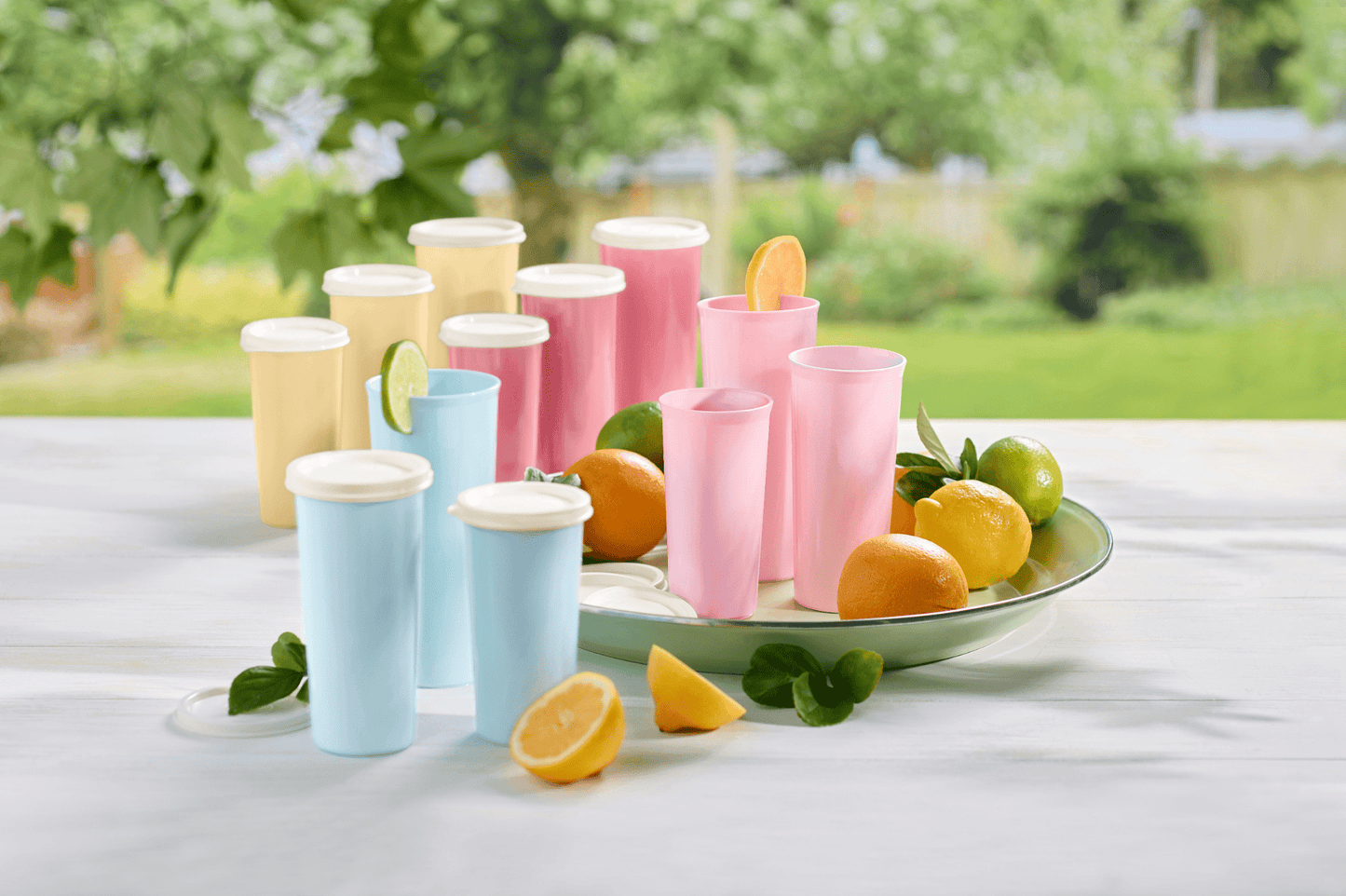 Tupperware 16 oz Plastic Tumbler Set with Lids, Assorted Colors (Set of 12)