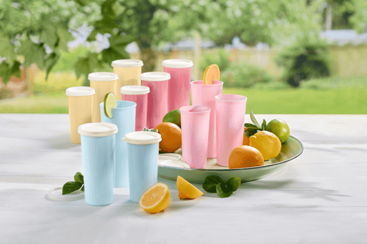 Tupperware 16 oz Plastic Tumbler Set with Lids, Assorted Colors (Set of 12)