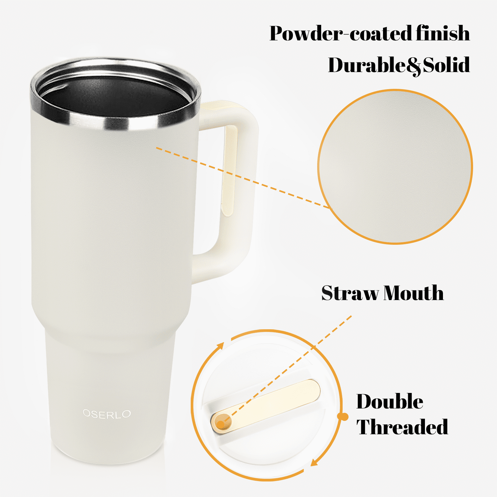 Oserlo 40 oz Travel Cup with Lid and Straw, 304 Stainless Steel Tumbler for Hot and Cold Beverages, Coffee Mug, Reusable Vacuum Cl