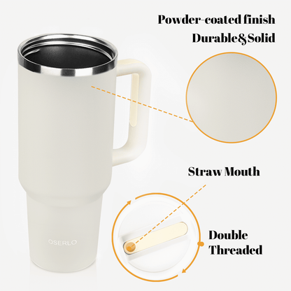 Oserlo 40 oz Travel Cup with Lid and Straw, 304 Stainless Steel Tumbler for Hot and Cold Beverages, Coffee Mug, Reusable Vacuum Cl