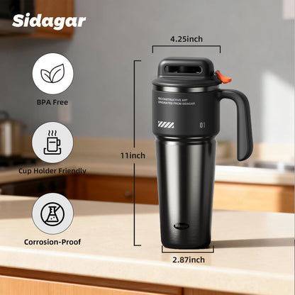 Sidagar 32 oz Stainless Steel Vacuum Insulated Tumbler with Straw and Handle,  Obsidian Black
