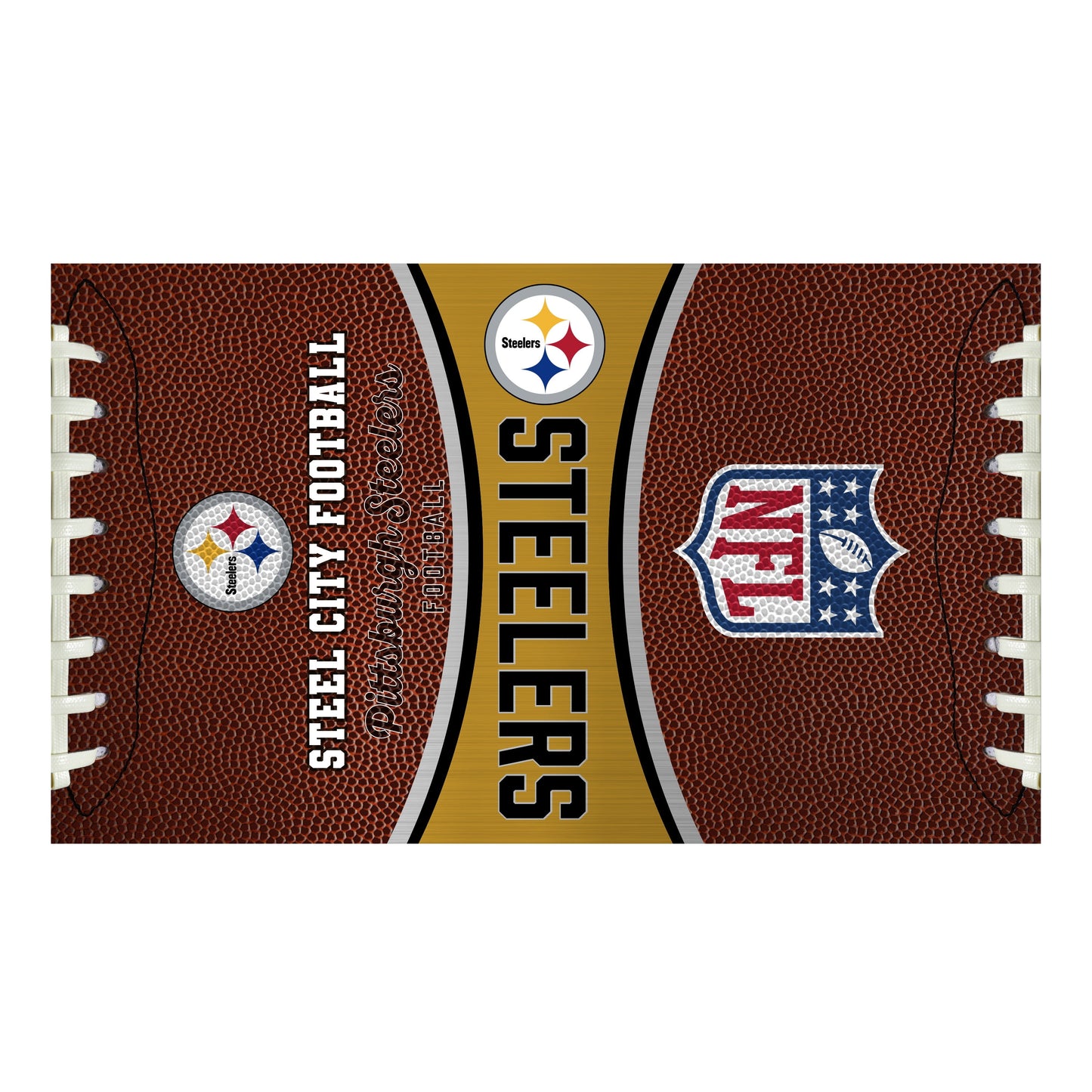 Pittsburgh Steelers 32 ounce vacuum insulated stainless steel tumbler with Gameball graphic