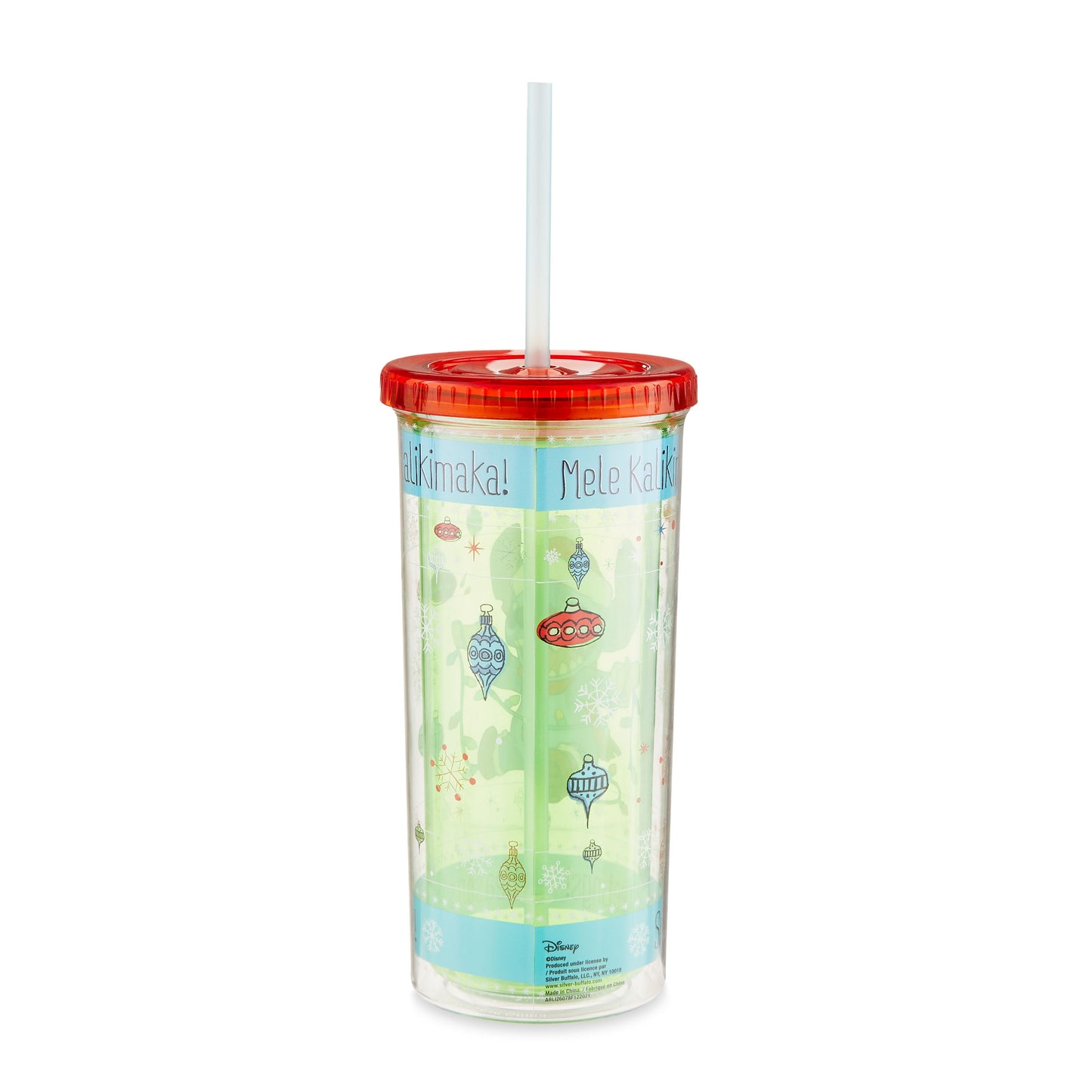 Lilo and Stitch Holiday Sweater Pattern Plastic Tall Cold Cup, 20 oz, 1 pack