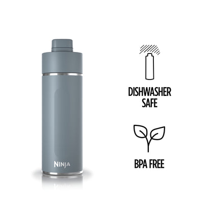 (2 pack) Ninja Thirsti 24 oz Travel Water Bottle, Stainless Steel, Leak Proof, 24 Hours Cold, Ash Gray
