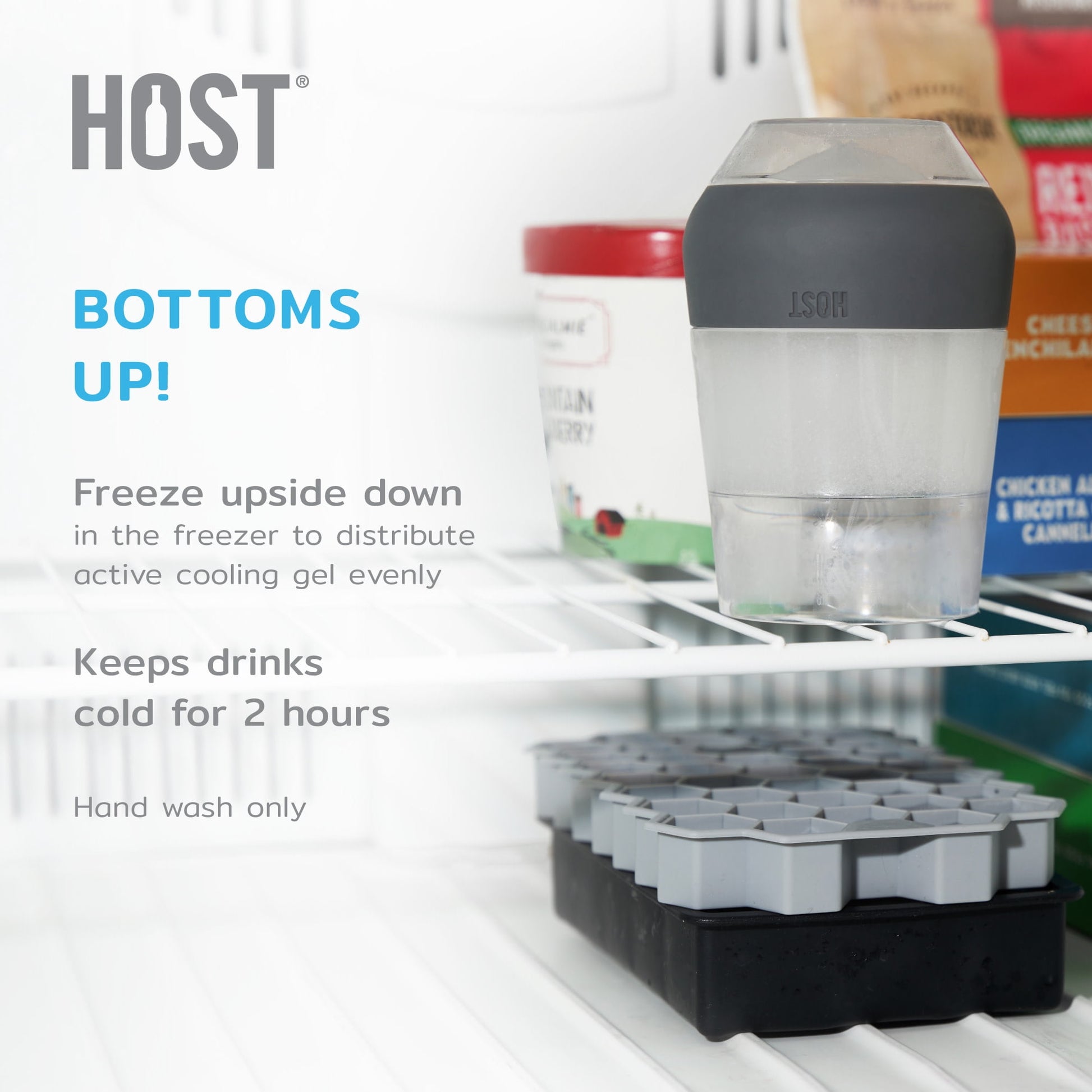Host Freeze XL Cooling Cup, Double Wall Insulated Tumbler, 12oz, Set of 4