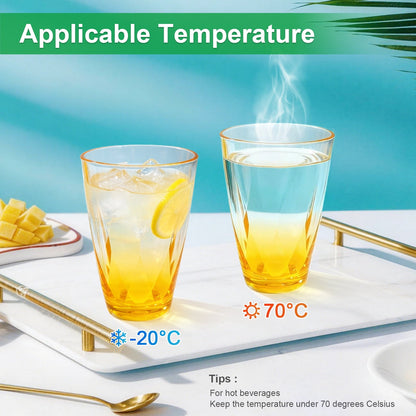 WowProLiv 13oz Premium Acrylic Stackable Drinking Tumblers, Top-Rack Dishwasher Safe, Shatterproof & BPA-Free Kid Cups,Water/Juice Glasses for Milk, Juice, Ice Tea, Agua Fresca, Lemonade.