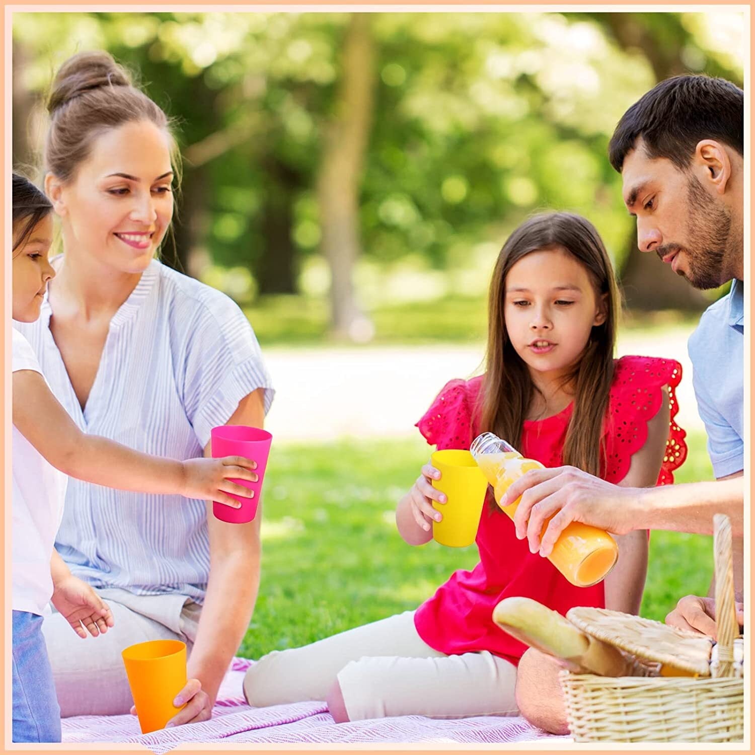 Tumblers Reusable Drinking Cups, Set of 12 Unbreakable BPA Free Dishwasher Safe for Kids Adults Home Party Cups Indoor Outdoor Use, 4 Assorted Colors