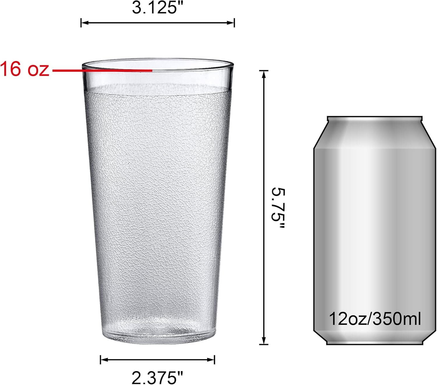 RUseeN 12 Piece Unbreakable Plastic Tumblers Drinkware, BPA-Free, Reusable Plastic Drinking Glasses for Home & Outdoors - Stackable, Lead-Free & Dishwasher Safe,16oz