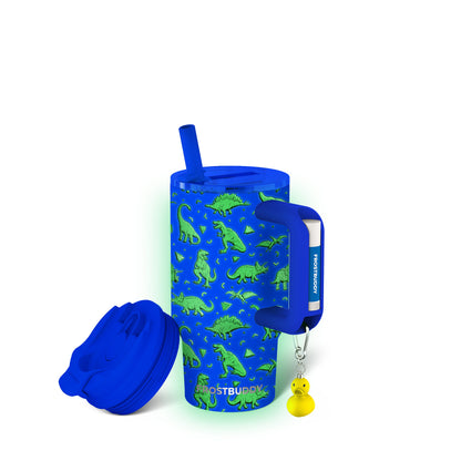 Frost Buddy Thicc Buddy - 16 oz Stainless Steel Vacuum Insulated Tumbler with Lid and Straw for Water - Travel Mug Cupholder Friendly - Gifts for Women Men Him Her (Dinosaur)