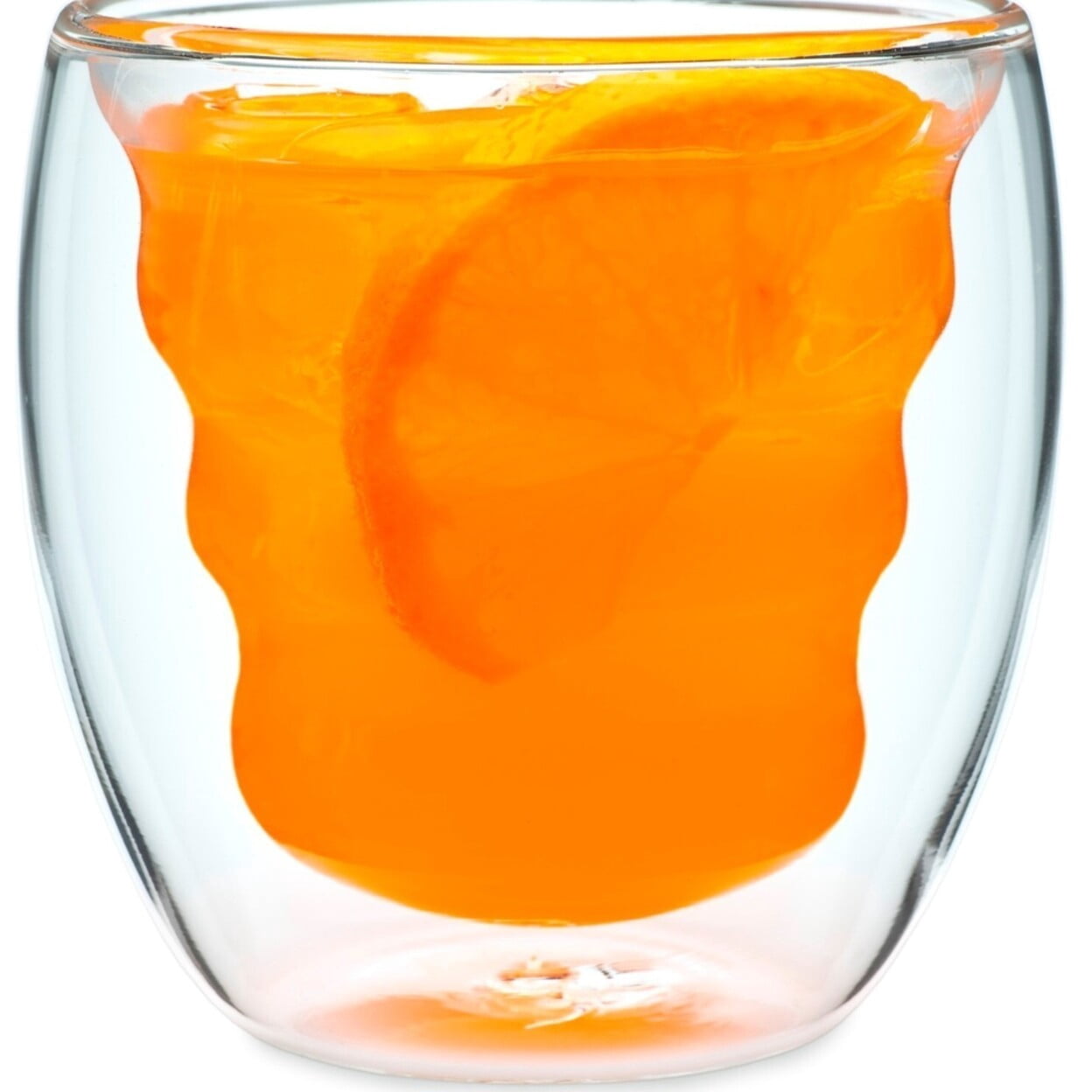 Curva Artisan Series Double Wall Beverage Glasses and Tumblers - Set of 4 Unique 8 oz Drinking Glasses